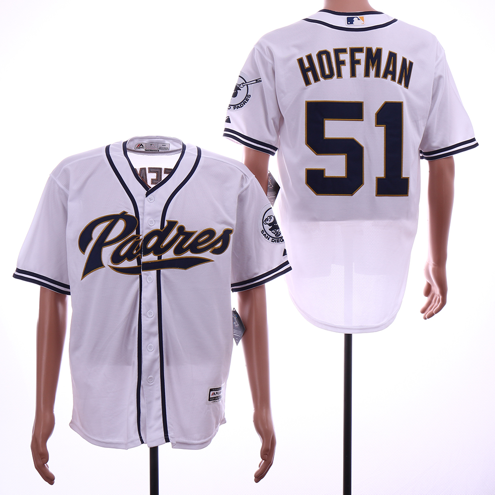 Men San Diego Padres #51 Hoffman White Game MLB Jerseys